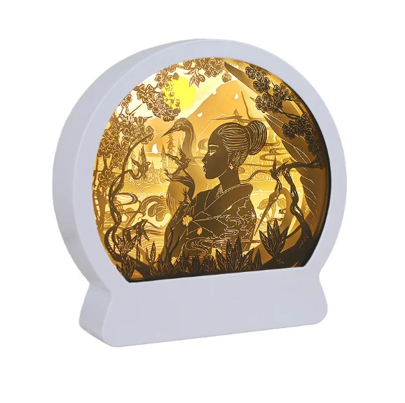 2021 Chinese Style best selling plastic frame round shape 3d photo frame home decoration papercut light box