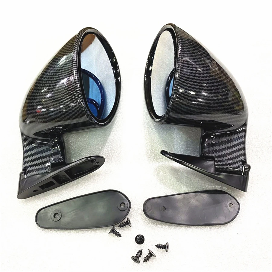 2Pcs Retro Style Vintage Sport Racing Car Side Wing Mirrors Carbon Fiber Look Universal