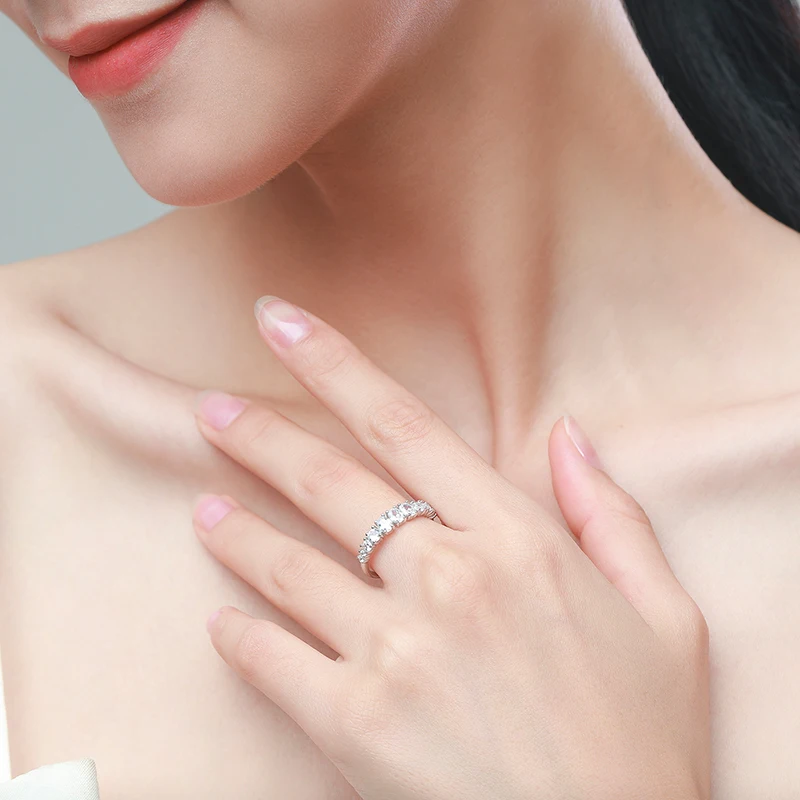 Ailmay Fashion Genuine 925 Sterling Silver Dazzling Emerald Cut Irregular CZ Rings  For Women Romantic Wedding Jewelry Bague