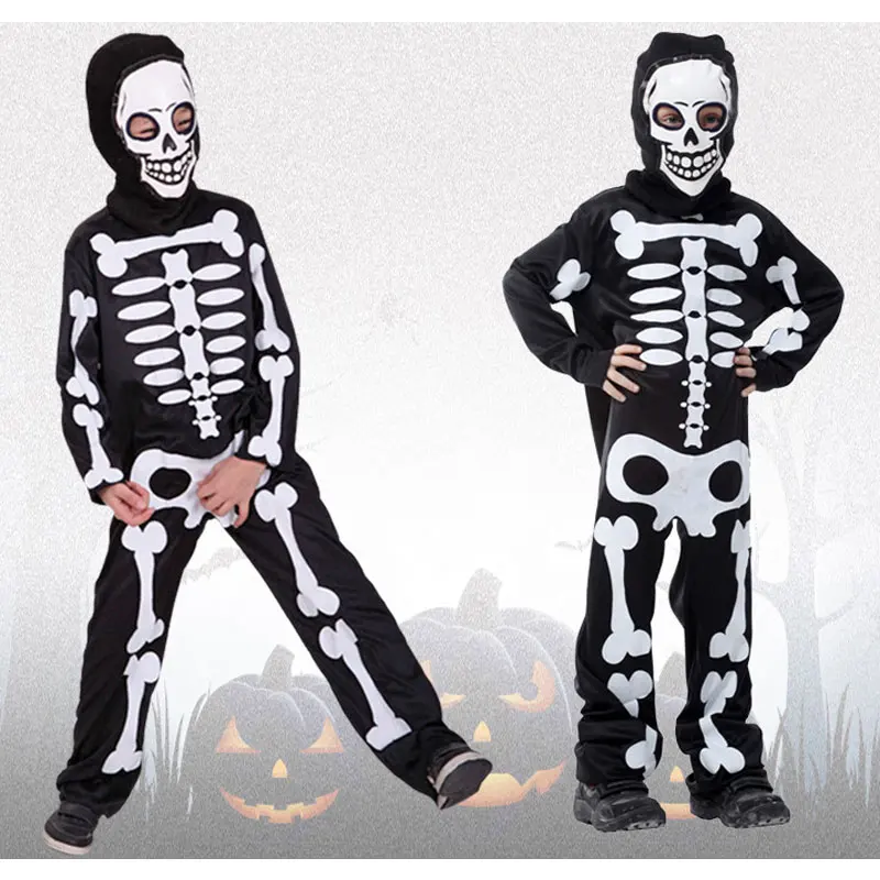 Umorden Halloween Skull Skeleton Costumes Kids Child Scary Devil Grim Reaper Costume for Boys Girls Day of the Dead Fancy Dress