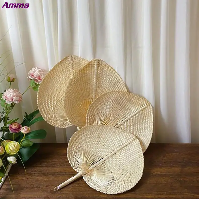 1PC Bamboo Palm Leaf Hand-woven Hand Fan Home Decoration Size 30*40cm Handmade Straw Woven Fans Craft Summer Cooling Fan