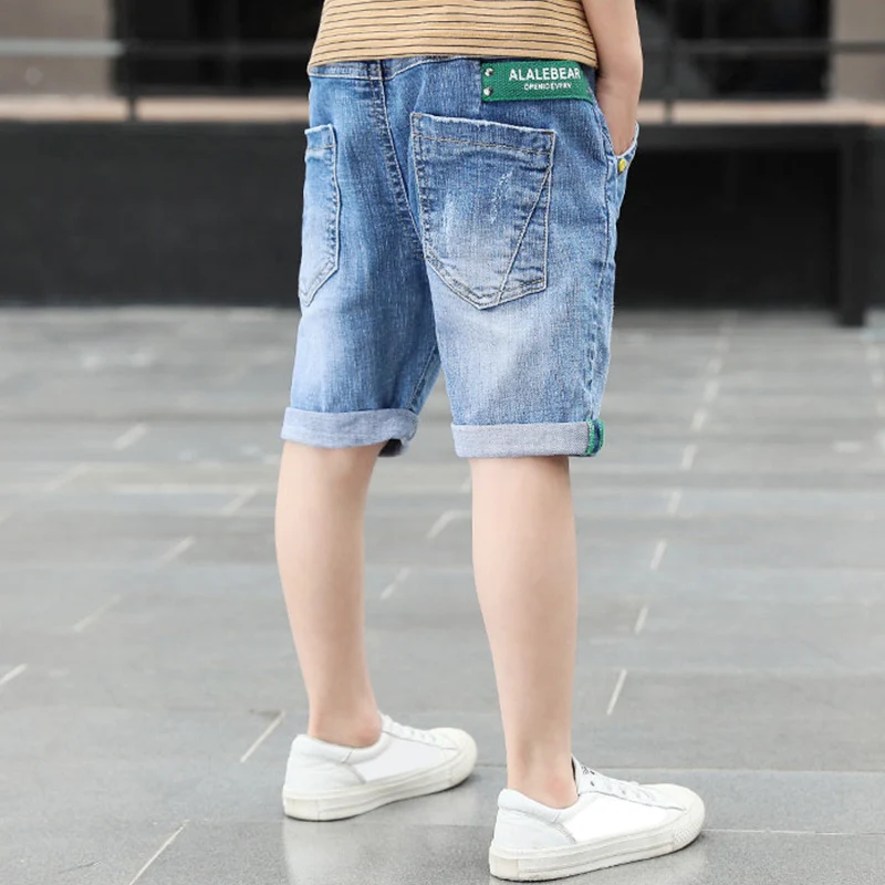 IENENS  Summer Jeans Child Boys Shorts Thin Soft Trousers 4-11 Years Bottoms Kids Casual Cowboy Clothes Light Blue Denim Pants