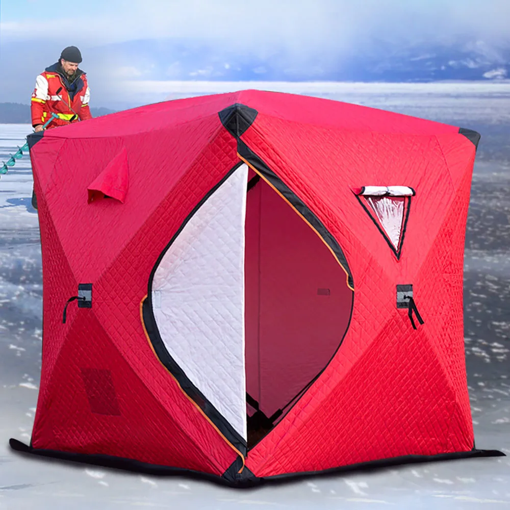 Large Space 3-4People Quick-open Push-pull Plus Cotton Warm Outdoor Winter Ice Thickening Camping Fishing Tent