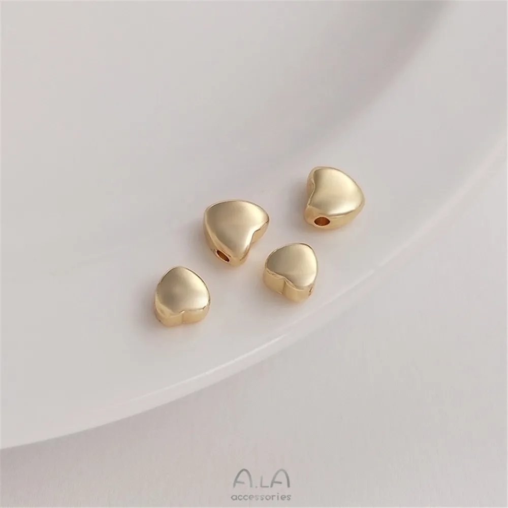 14K bag gold color double curved face peach heart bead heart scattered beads handmade DIY bracelet earrings jewelry with beads