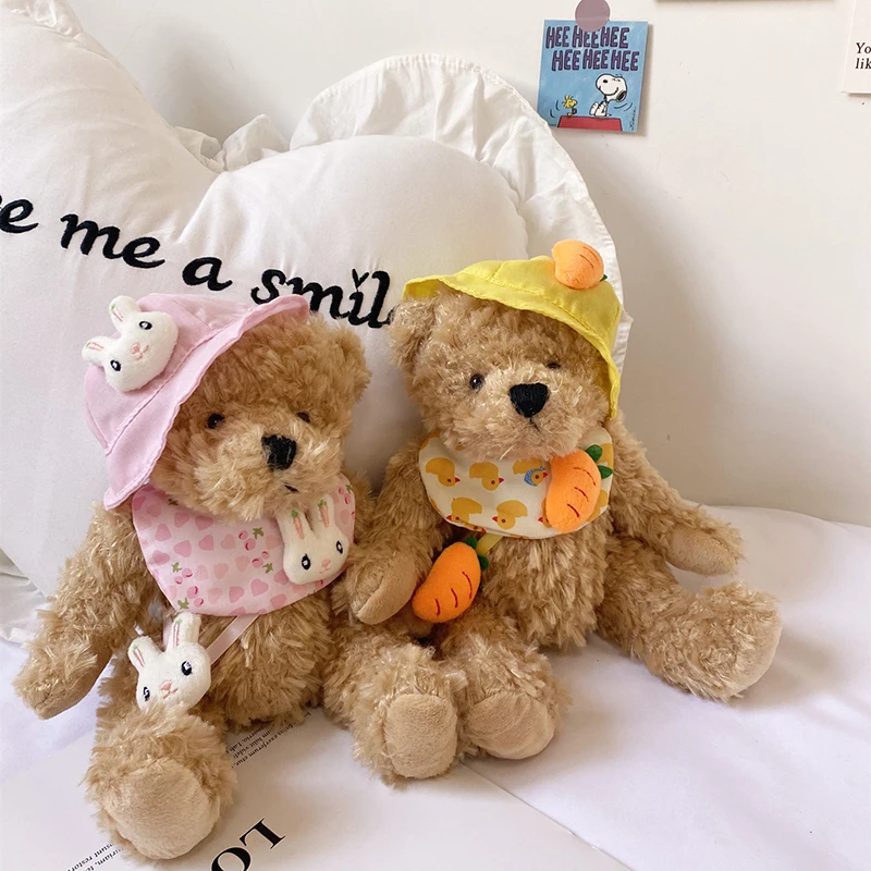 

1PCS Plush teddy bear Plush Dolls with bib bear baby birthday Gifts for Kids Teddy Bear Plush Toys Clothes can be put on and off