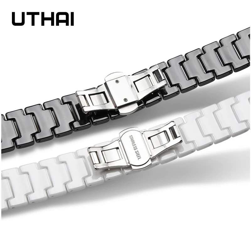 UTHAI C01 Ceramic Watch Strap 20mm for galaxy watch 44mm  watchbands For samsung gear s2 S3 14-22mm