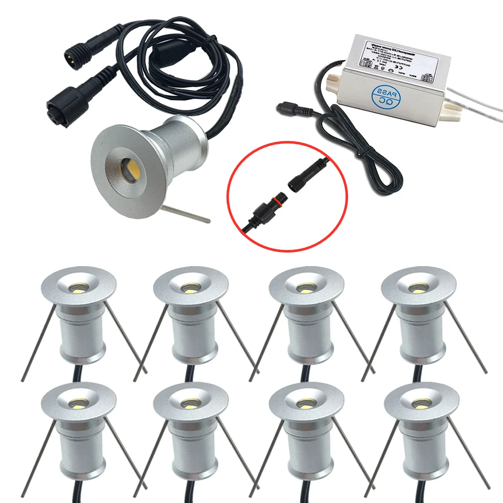 

Outdoor 1W Mini LED Spot Lamp with Driver AC100-265V Waterproof Spotlight Cabinet Garden Stair Pathway Landscape Lighting 9 PCS