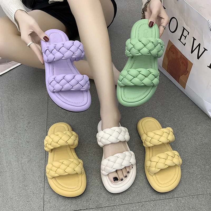 Aphixta New Purple Bread Cross Flip Flops Women Platformform With Summer Slippers Fashion Peep Toe Women Mules Slides