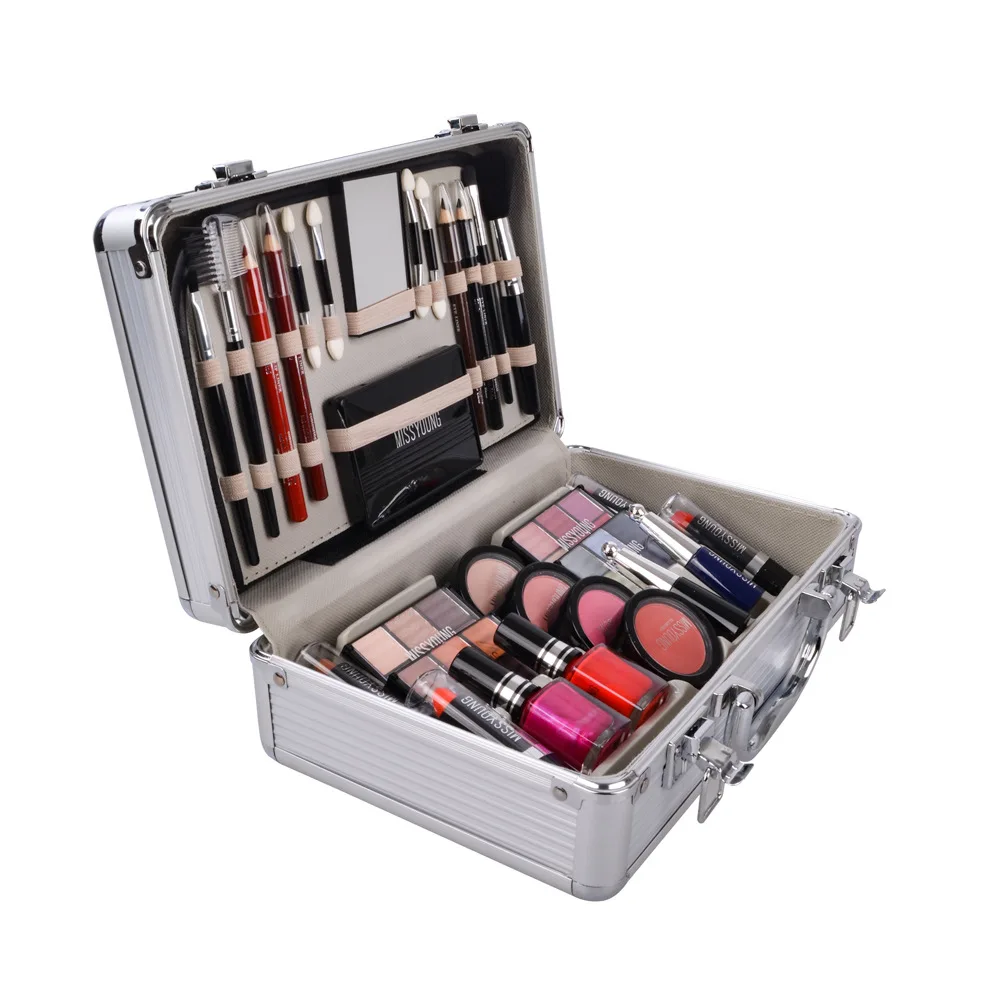 Professional Makeup Set Brushes Eyeshadow Palette Aluminum Box Mosituizer Blush Lipstick Lipgloss Mascara Lip Pencil Nail Polish