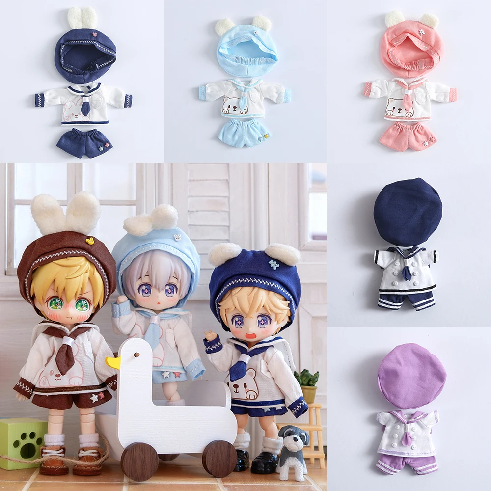 Cute Ob11 Sailor Suit Obitsu11 School Clothes P9 Uniform Set Doll Navy suit Fit For BJD12, Cu-Poche,GSC, Molly,Middle Blyth