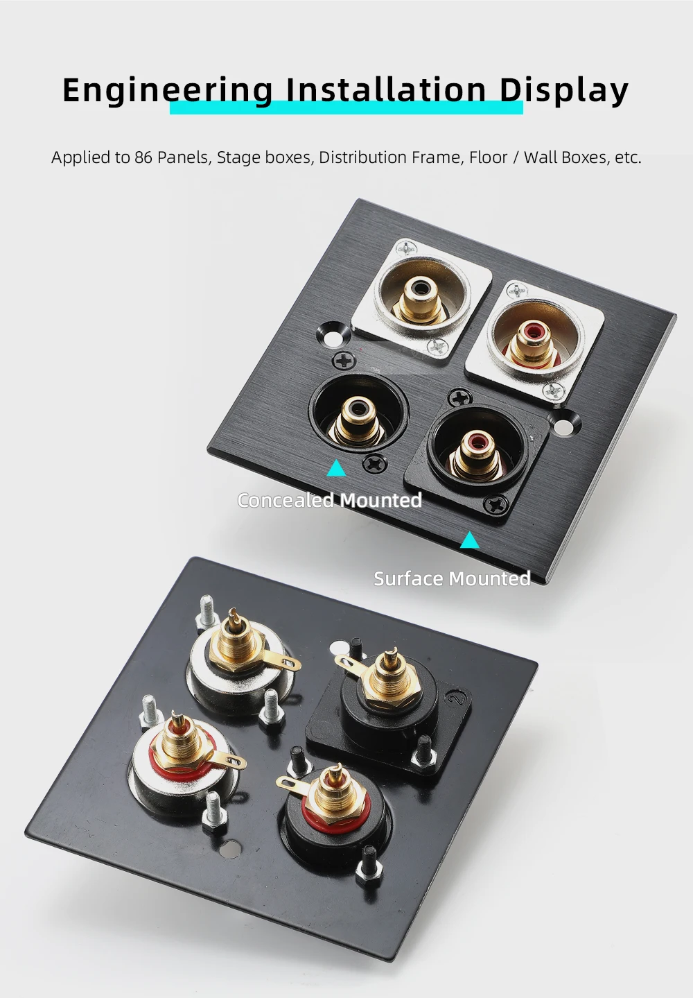 Typ D RCA-Lötgerät A367A-B, vergoldetes Chassis, Montage 86-Panel-Modul, Löten, Buchse, AV-RCA-Audio-Verbindungsadapter – Detail 7