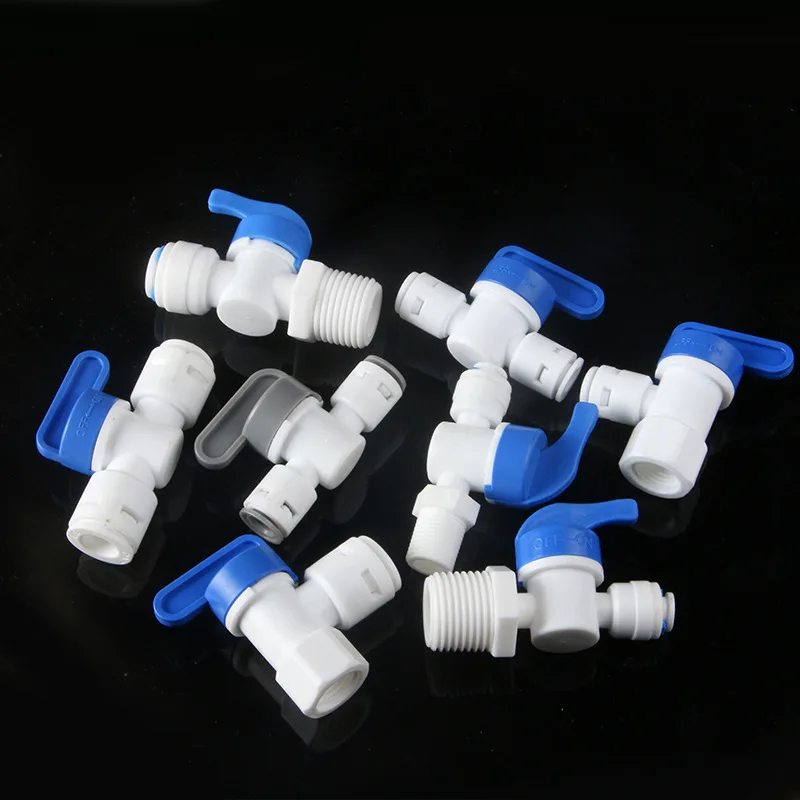 RO น้ำพลาสติกวาล์ว1/4 "3/8" OD ท่อ Quick Push เชื่อมต่อน้ำท่อสำหรับ RO ระบบ Aquarium เครื่องกรองน้ำ