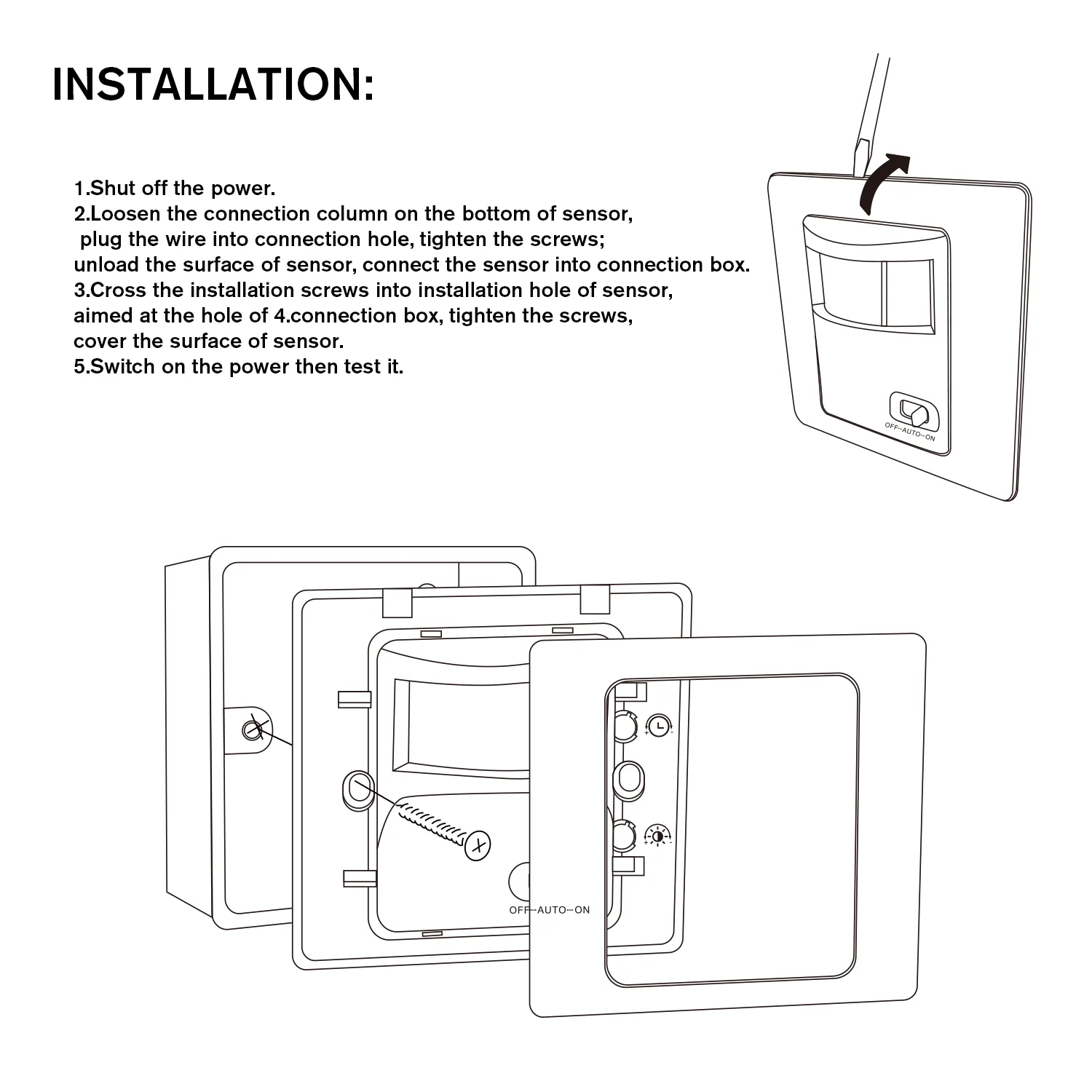 110~240V Wall Mounted Pir Infrared Motion Sensor Switch for LED Light Lamp