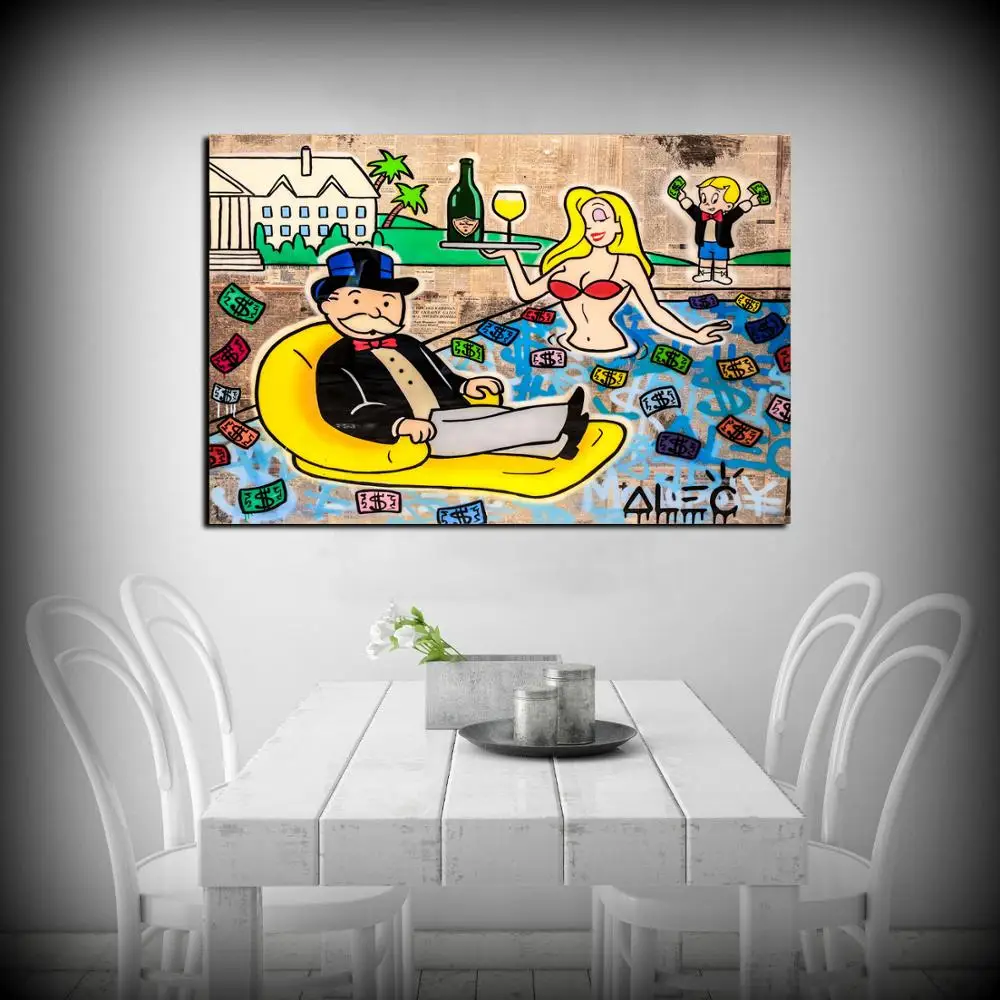HD Print Alec Monopoly Oil Painting Home Decor Wall Art on Canvas Vacation Canvas Printings Canvas Painting - view 2