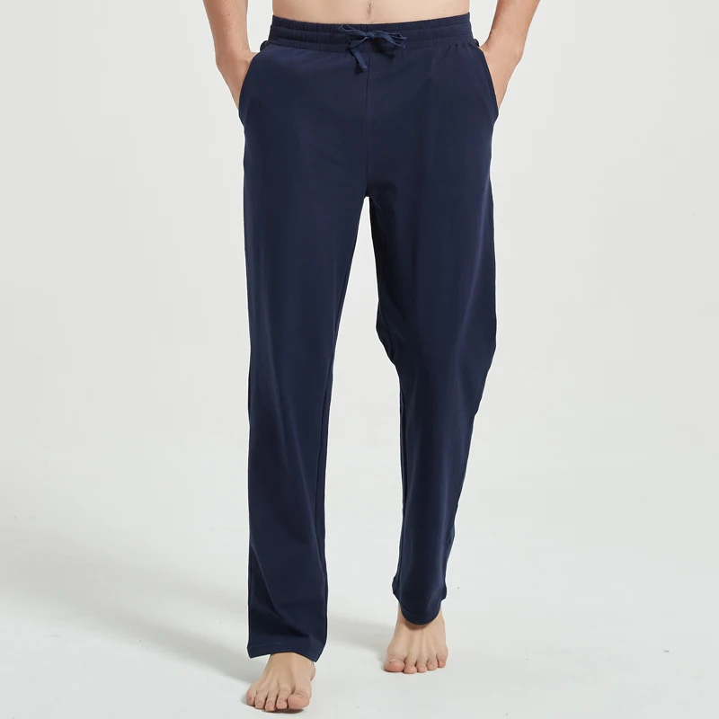 Pantalon de Yoga en coton pour hommes, bas ouvert, jogging, coupe ample, survêtement athlétique avec poches