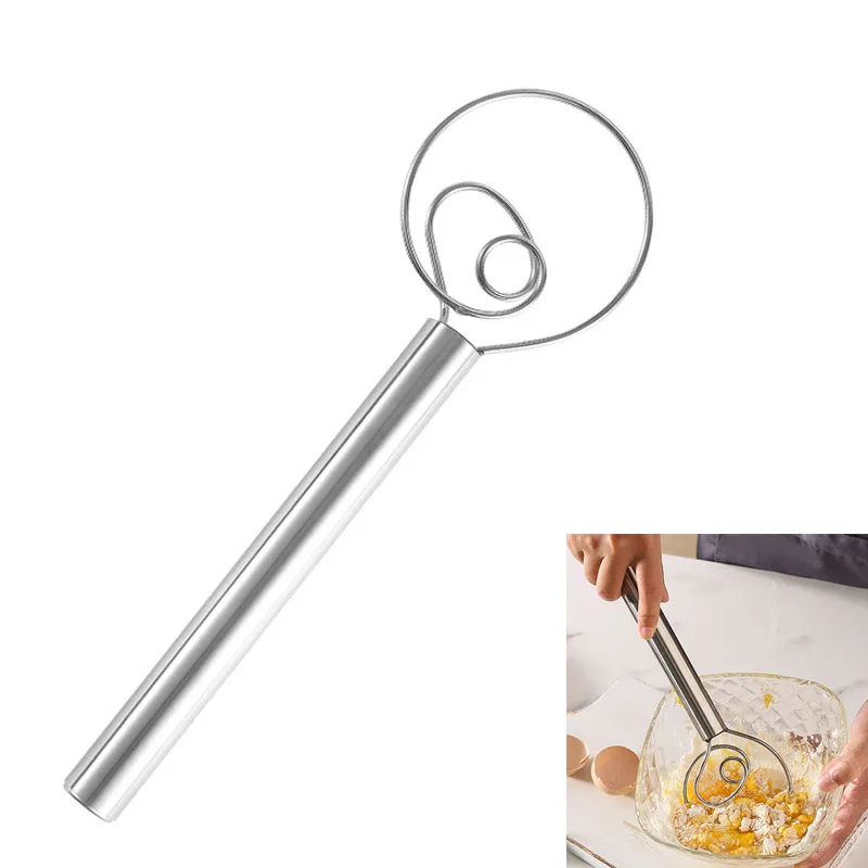 1 Pcs Dough Whisk Bread Mixer Stainless Steel Whisk Flour Coil Stirrer Baking Tool for Bread Mixer Pastry or Pizza Dough