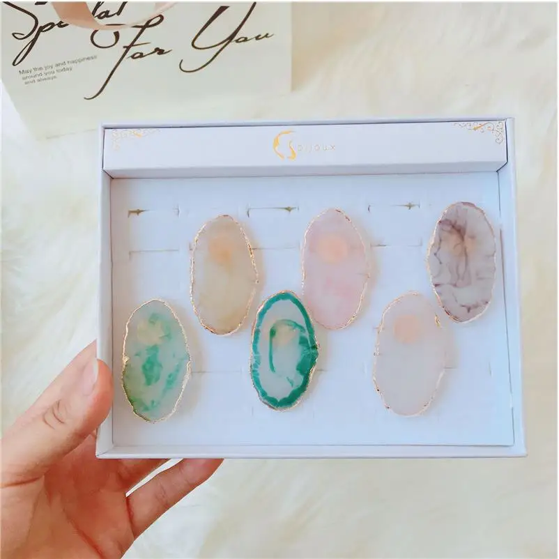 1Pcs Crystal Eyelash Extension Glue Rings Jade Stone Individual False Eyelash Glue Holder Eyelash Adhesive Stand Pigment T0174