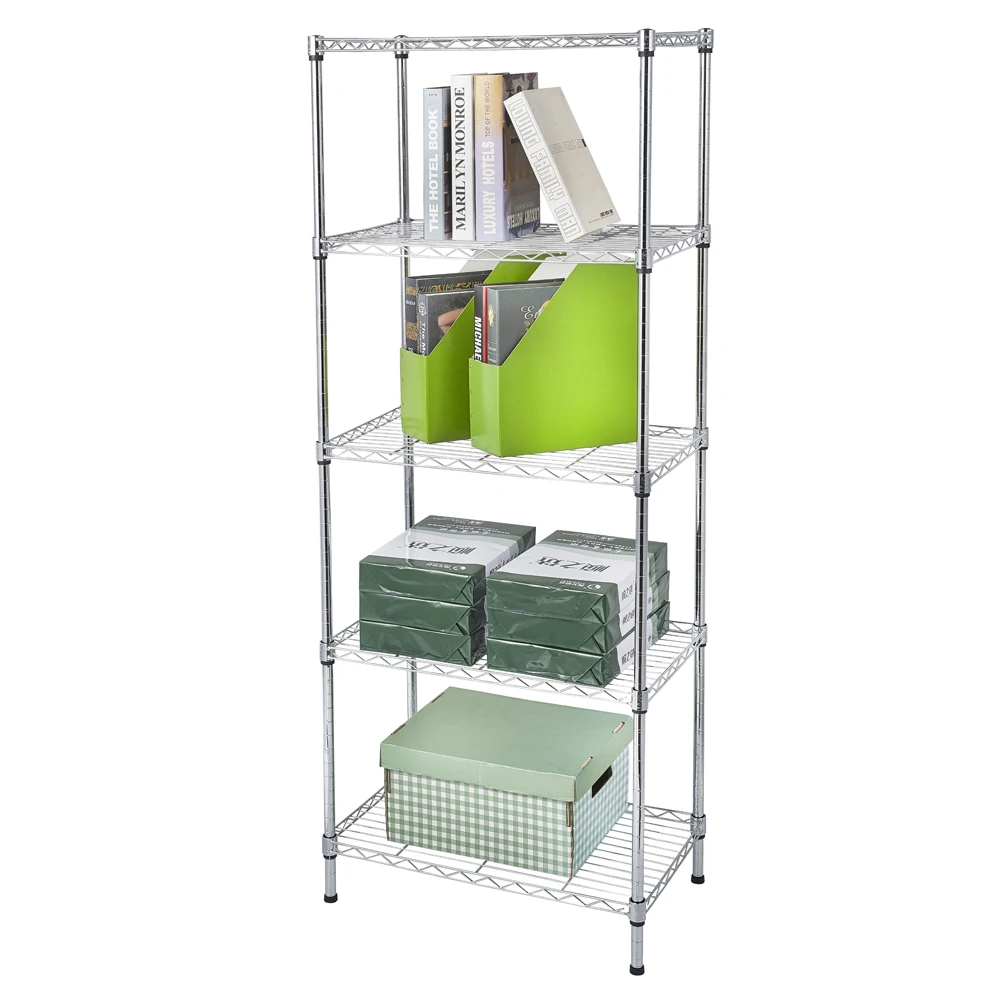 

5-Tier Wire Shelving Unit Storage Rack Strong and Durable Welded Construction Easy Assemble Chrome[US-Stock]