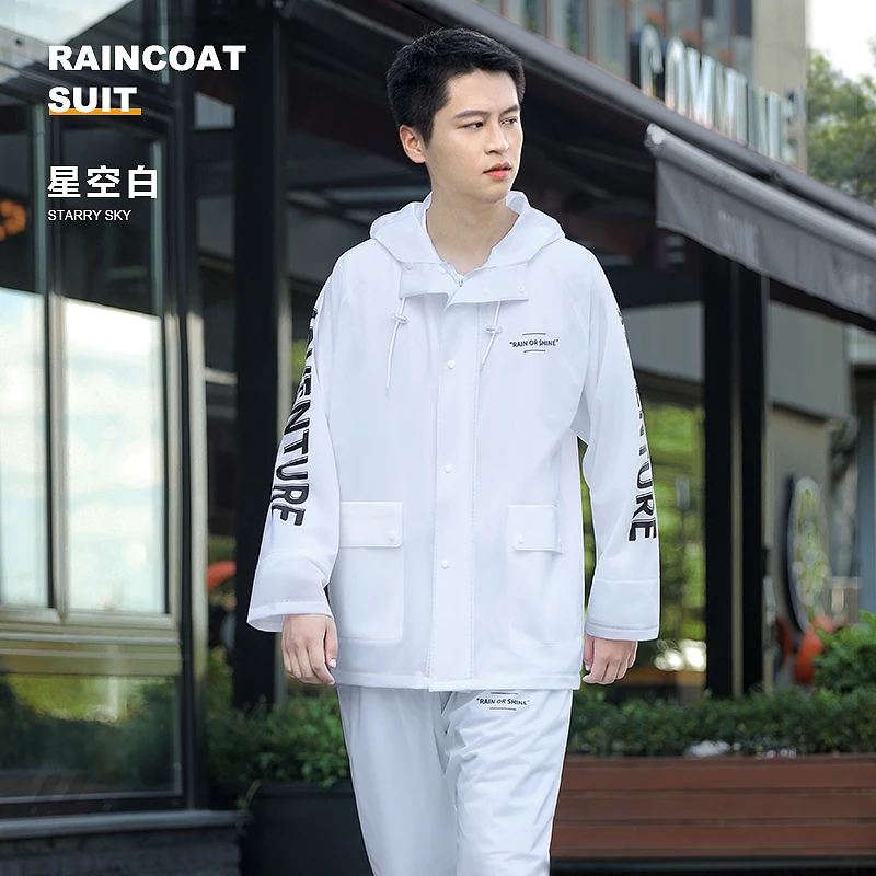 

Raincoat rain pants suit men and women long full body rainproof waterproof electric motorcycle split riding raincoat