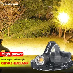 Headlamp Most Powerful Yellow/White Light Outdoor Headlight Headlamps Head Lamp Zoomable Running Fishing Camping