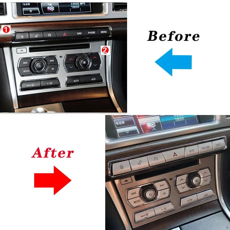For Jaguar XF 2012-15 Aluminum Alloy Car Central Control Air Conditioning Multimedia Button Decoration Stickers Car Accessories - view 2