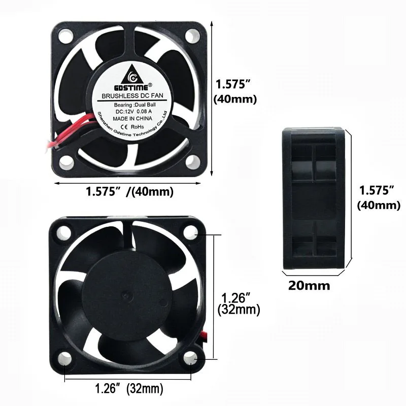 50 шт./лот Gdstime DC 12 В 40x40x20 мм 40 мм двойной шарикоподшипник бесщеточный радиатор охлаждающий вентилятор 4020B 4 см кулер для увлажнителя воздуха