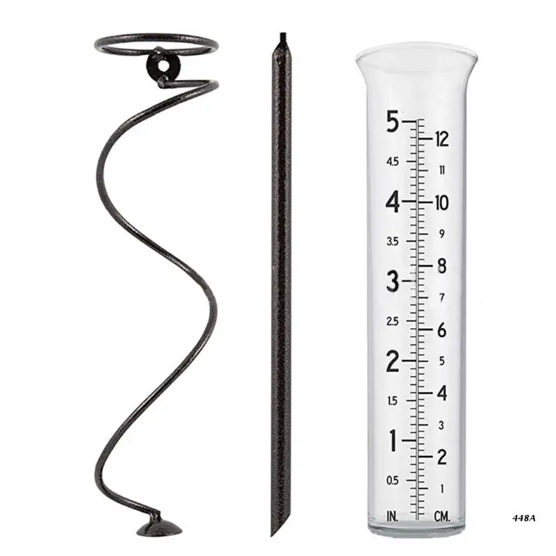 Rain Gauge S piral Rain Gauge Glass Replacement Tube with Stake Rain Water Meter Measuring Decor Yard Garden Outdoor