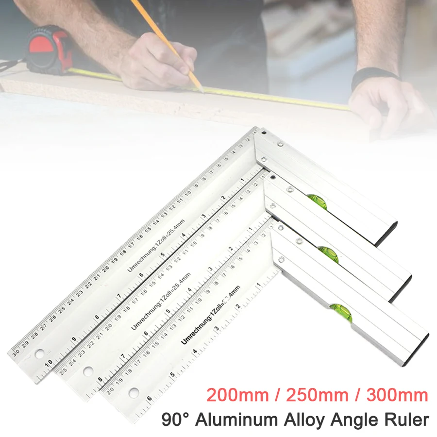 

200mm/250mm/300mm 90 Degree Edge Square Ruler Measuring Multi Angle Bladed Square Angle Ruler L-shaped Ruler Gauge Tool