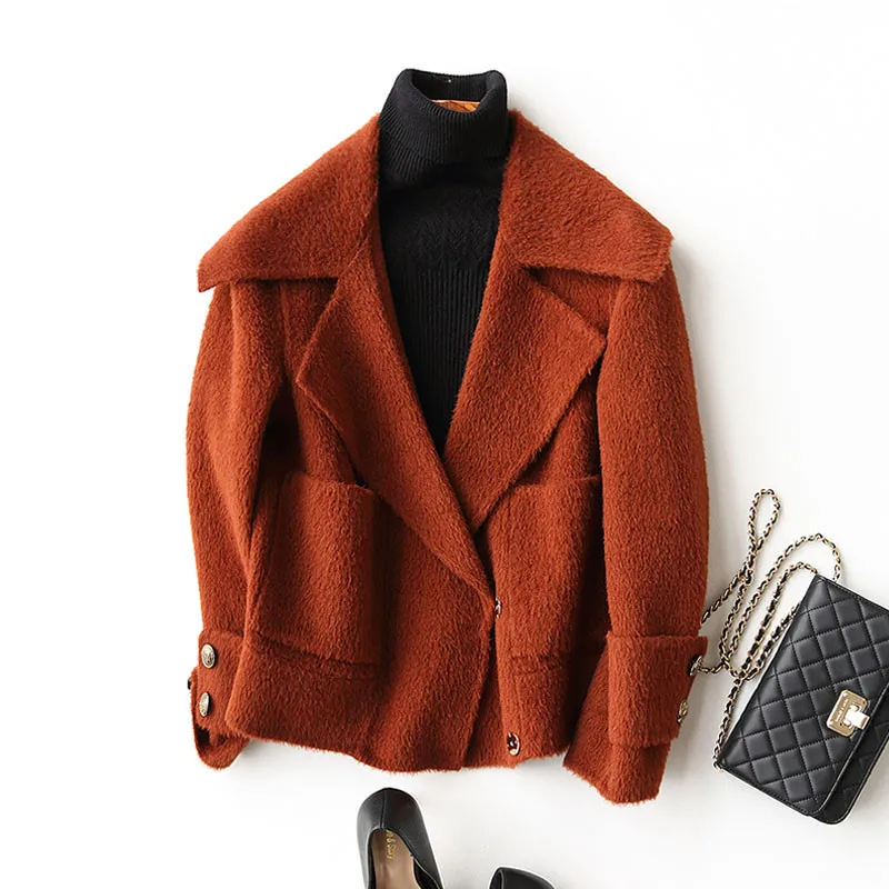 4040 New Autumn Winter Wool Coat Female Alpaca Cashmere Coats Casual Short Jackets For Women Overcoat KQN37055