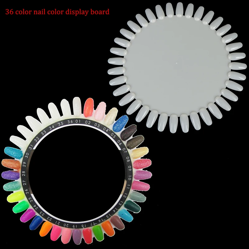 36 Colors Round Nail Polish Gel Color Palette Chart Display Art Tip Fake Palette Large Size Manicure tools