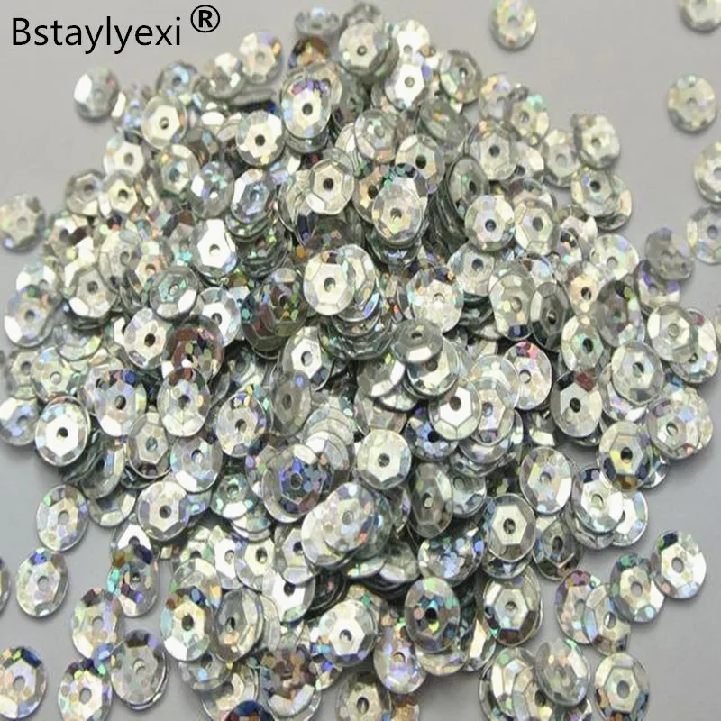 5000pcs Silver Laser Hologram 6mm  round loose sequins Paillettes Costume jewelry accessories sewing Wedding craft