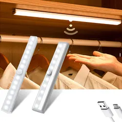 Lampe d'armoire LED à capteur de mouvement PIR, veilleuses à intensité variable, aste par USB, lampe de Cisco pour cuisine, armoire, 6, 10, 20, 36/60