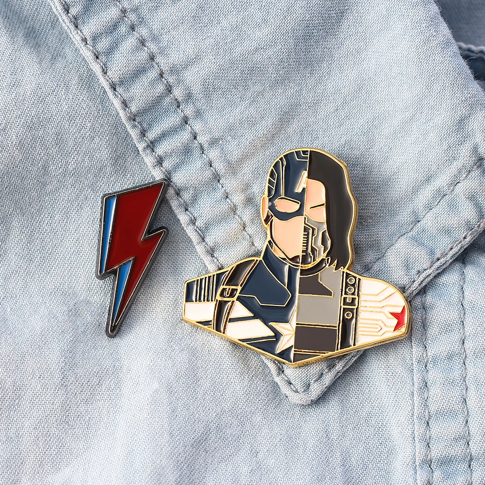 Disney Marvel Movie Captain America And Winter Soldier Brooches Men Friendship Badges Pins Jewelry Accessories On The Clothes