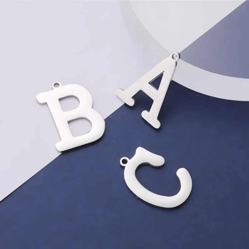 52pcs Creative new mirror polished stainless steel jewelry accessories DIY necklace capital English letters A-Z Pendant jewelry