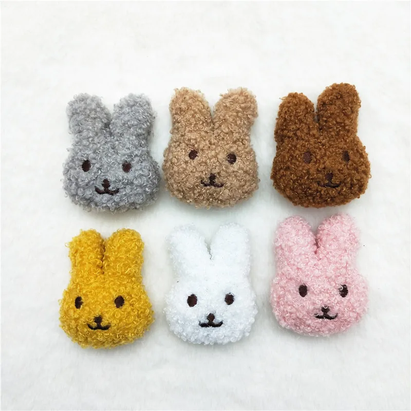 10Pcs/Lot 5*6CM Plush Cartoon Teddy Velvet Rabbit Appliques For Baby Headwear Clip Bow Accessories Decor Patches