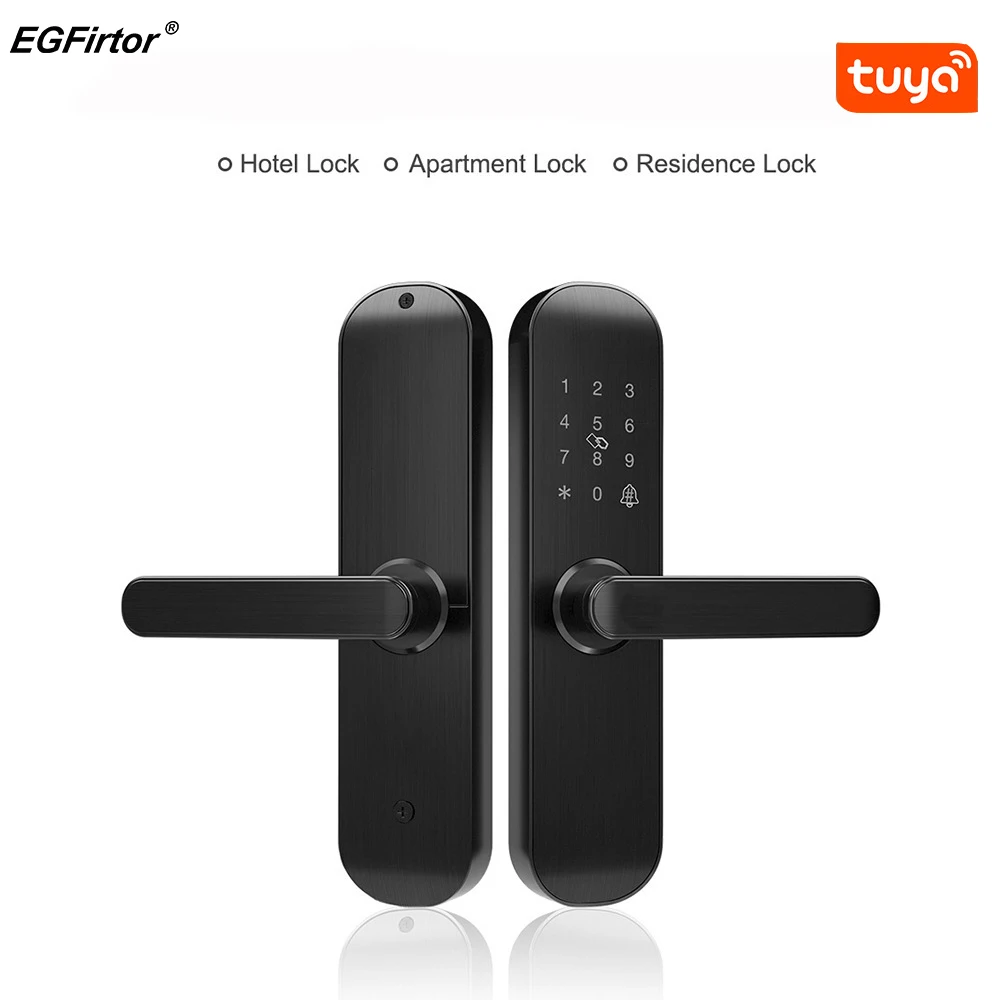 Password Smart Lock Home Security Tuya APP Remomet Control Bluetooth Wooden Fingerprint Door Lock For Hotel Office Door Gate