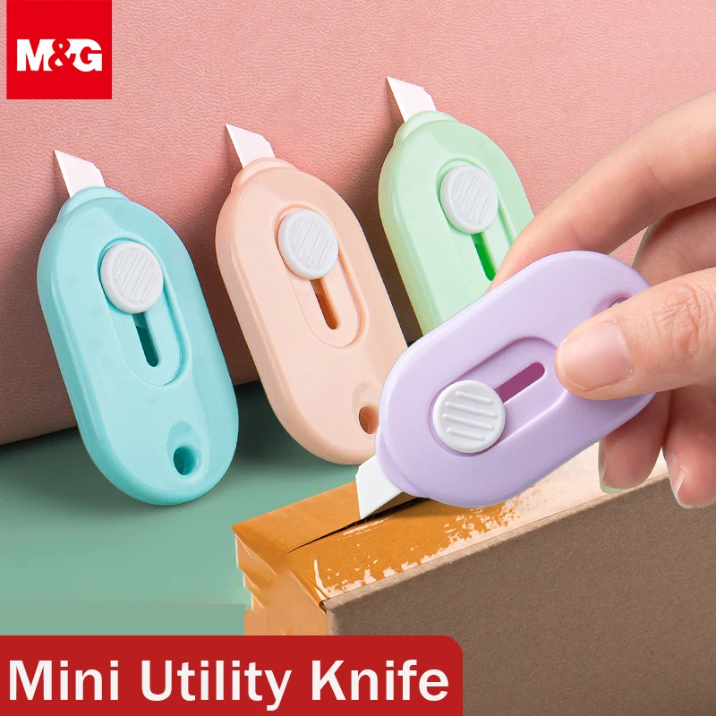 M&G Mini Portable Utility Knife Cute Morandi Color Paper Cutter Cutting Paper Razor Blade Office Stationery Cutting Supplies