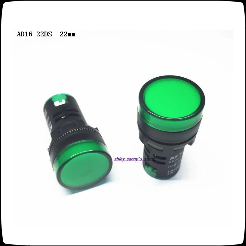 10-20 Pcs/Lot AD16-22D/S 22mm Green AC/DC 12V,24V,36V,110V, AC220V LED Power Indicator Signal Light Pilot Lamp