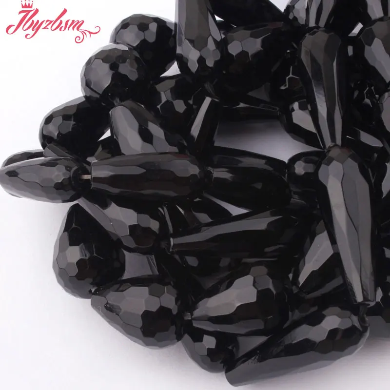 Black Faceted Drop Beads Agates Natural Stone Beads For DIY Necklace Bracelets Woman Beads Jewelry Making 15