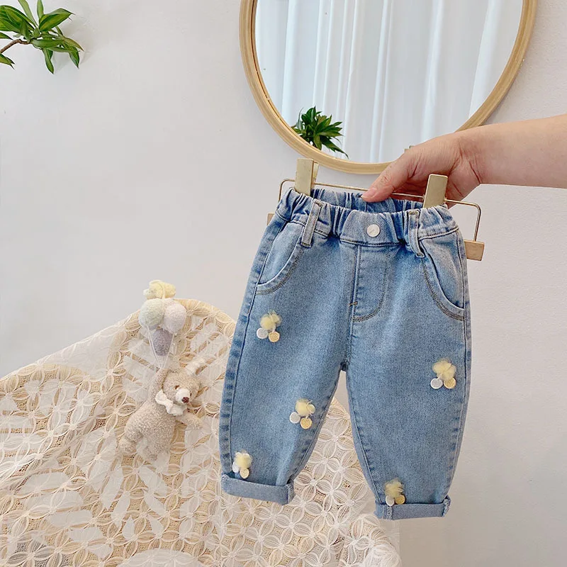 

Jeans for Girls New Children Casual Trousers 1-6T Loose Baby Girl Pants Harem Pants Korean Baby Clothes