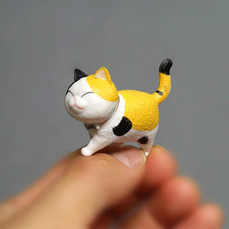 3 Pieces Mini PVC Animal Miniatures Japanese Bell Cat Doll Figures Toy Creative Handicraft Ornaments Home Decoration Crafts