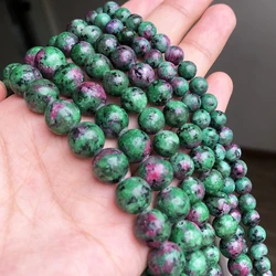 Natural Stone Epidote Rubys Zoisite Beads Round Loose Spacer Beads For Jewelry Making Necklace DIY Bracelet 15