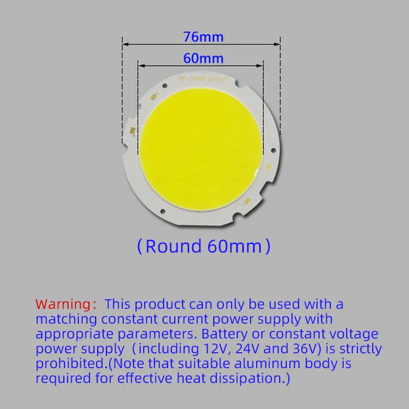 Chip de fuente de luz LED, lámparas de luz descendente, cuentas de bombilla COB, placa de chip de superficie integrada, 12W, 15W, 20W, 30W, 40W, 50W