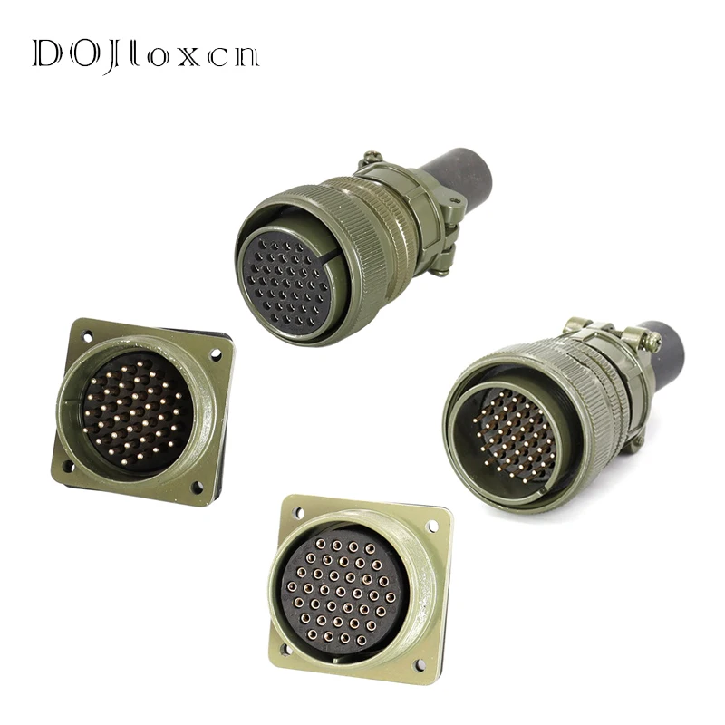 1 Sets 37 Pin Aviation Male Female Plugs Army Green Wiring Connector Socket MS5015 Series Plug MS3106A-28-21S/P MS3102A-28-21S/P