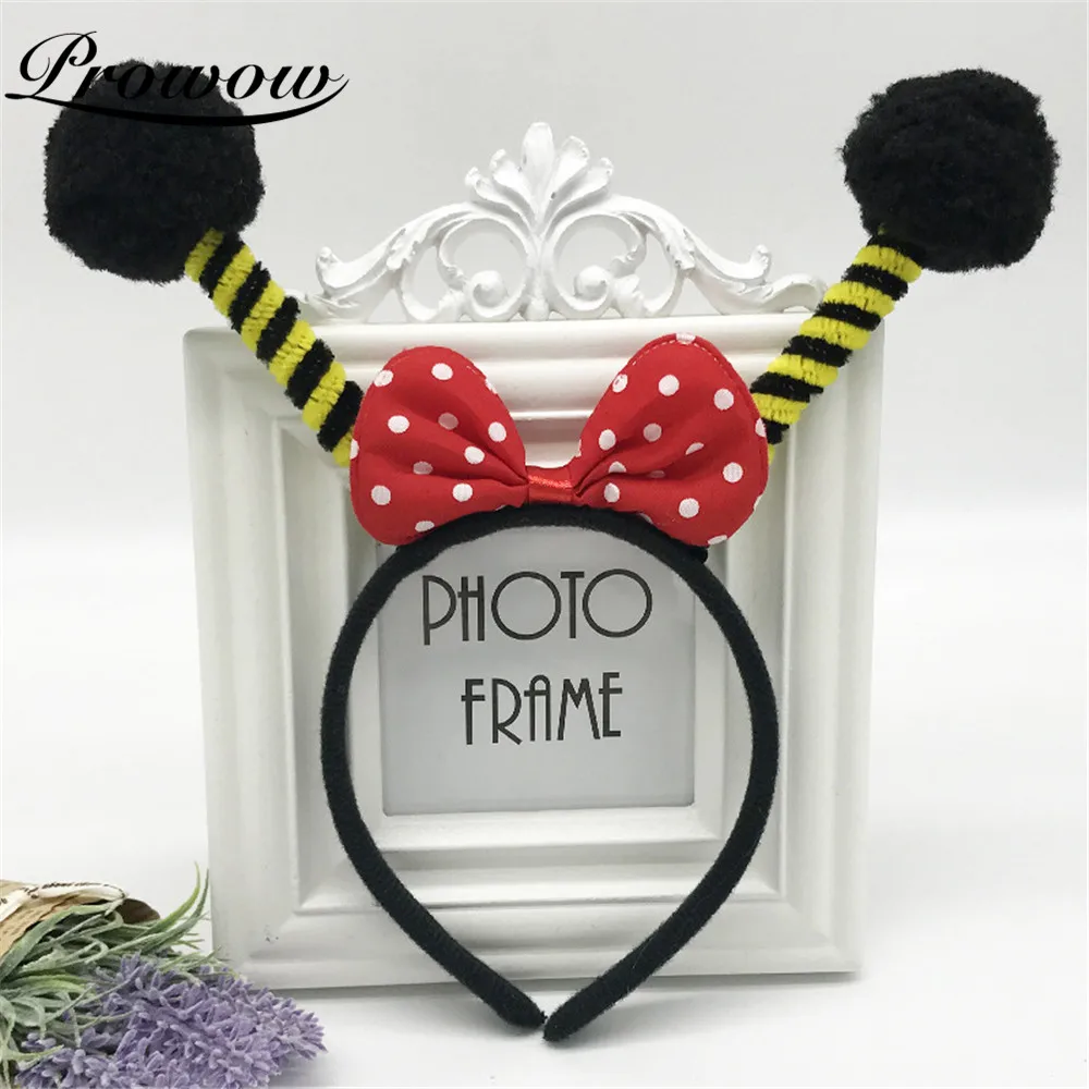 Prowow 1PCS Children Day Cartoon Kids Girl Hairband Ladybug Bee Ants Party Cosplay Hair Accessories Bow Crown Feelers Headwear