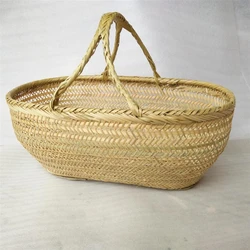 Round large bamboo wicker basket straw rattan handmade organizer baskets for storage bread fruit Laundry Panier Osier Picnic