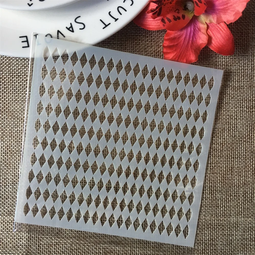 9Pcs/Set 5" Block Board Grid Texture DIY Layering Stencils Painting Scrapbook Coloring Embossing Album Decorative Card Template