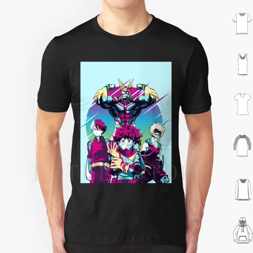 Anime-Retro T Shirt Men Cotton 6xl Izuku Midoriya Deku Boku No Hero Academia Shoto Todoroki Japanese Anime Quirk Katsuki Bakugo