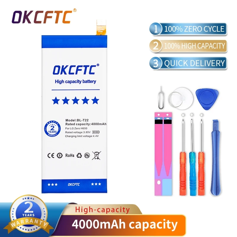 Original OKCFTC 4000mAh BL-T22 BLT22 Battery for LG Zero H650 H650E Mobile Phone Battery