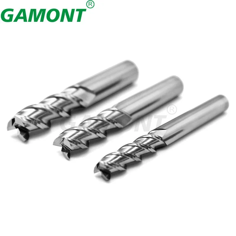 GAMONT HRC50 3-Flute Tungsten Steel Carbide Milling Cutter CNC Machinery Maching Specular High Lights Aluminium Special Endmill